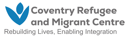 Coventry Refugee and Migrant Centre logo with the strapline 'rebuilding lives, enabling integration'
