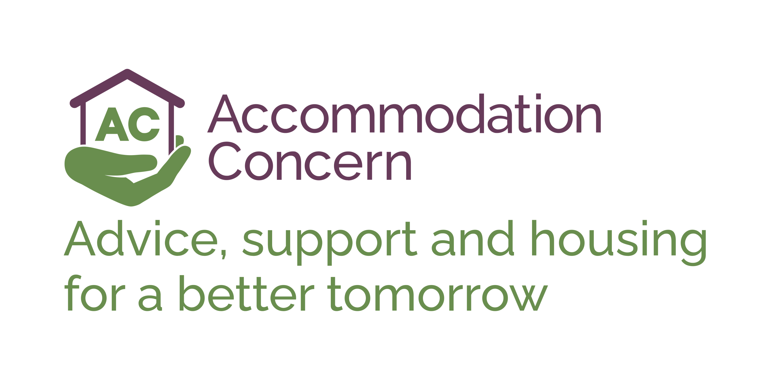 Accommodation Concern Logo with strapline 'Advice, support and housing for a better tomorrow'